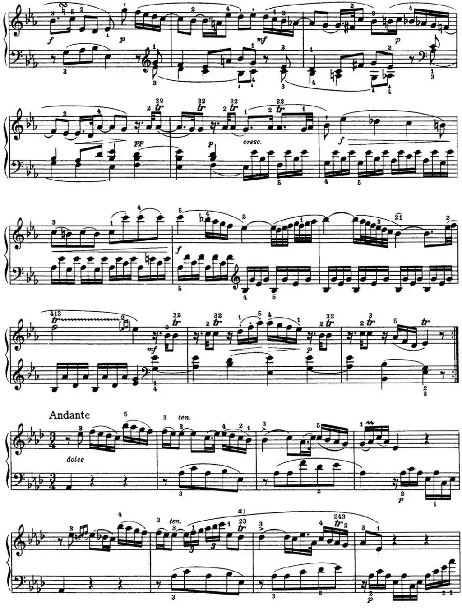 海顿 钢琴奏鸣曲 Hob XVI 45 Divertimento Eb major