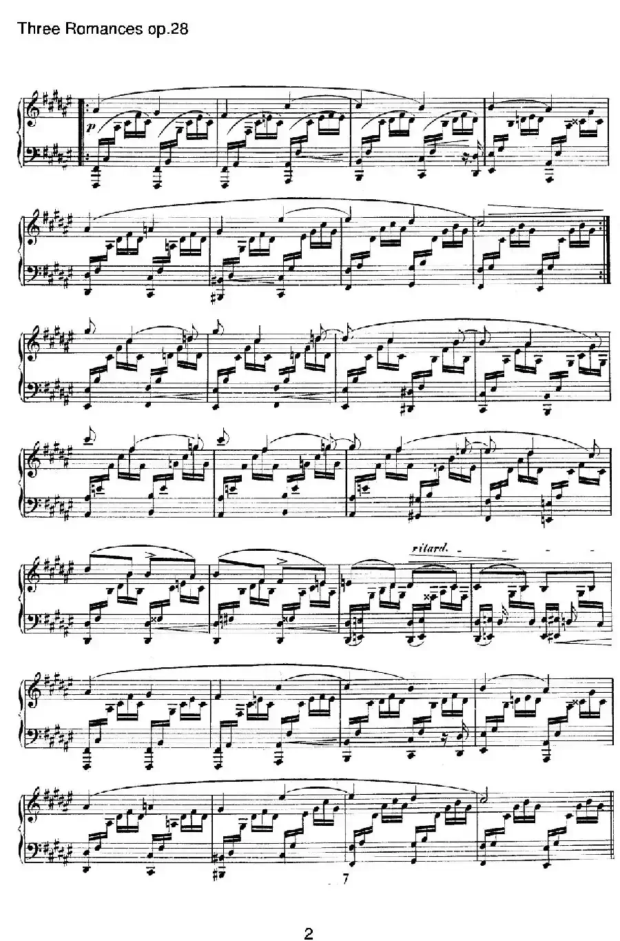 3 Romances Op.28（3首浪漫曲·Ⅰ）