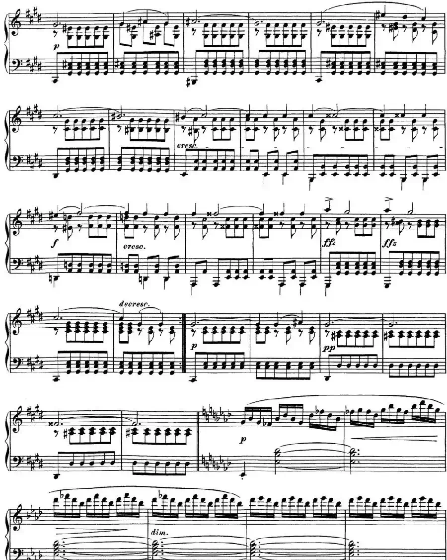 舒伯特降E大调即兴曲D.899，Op.90（NO.4）