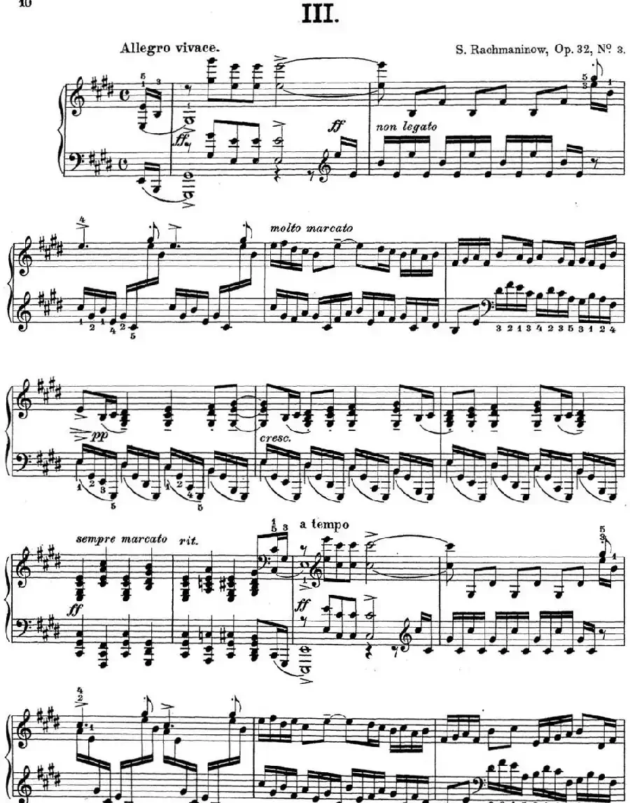 拉赫玛尼诺夫 钢琴前奏曲14 E大调 Op.32 No.3