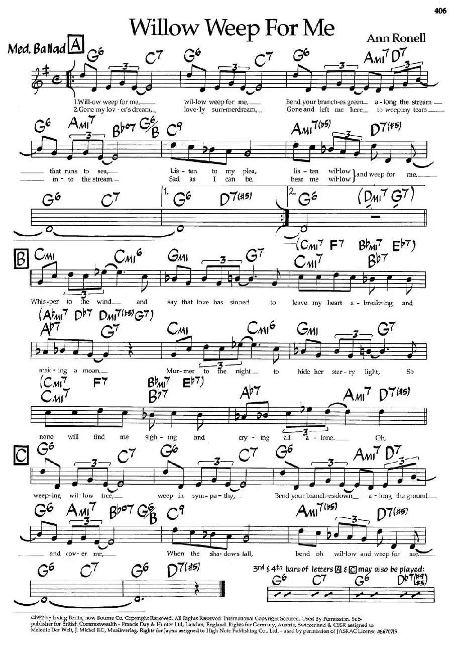 Willow Weep For Me（爵士钢琴曲）