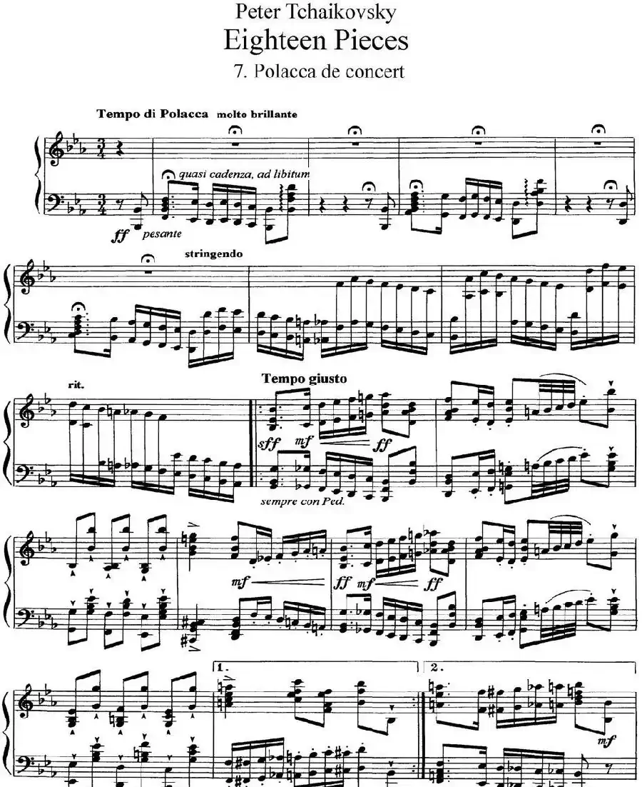 柴可夫斯基18首钢琴小品Op.72（7.Polacca de concert）