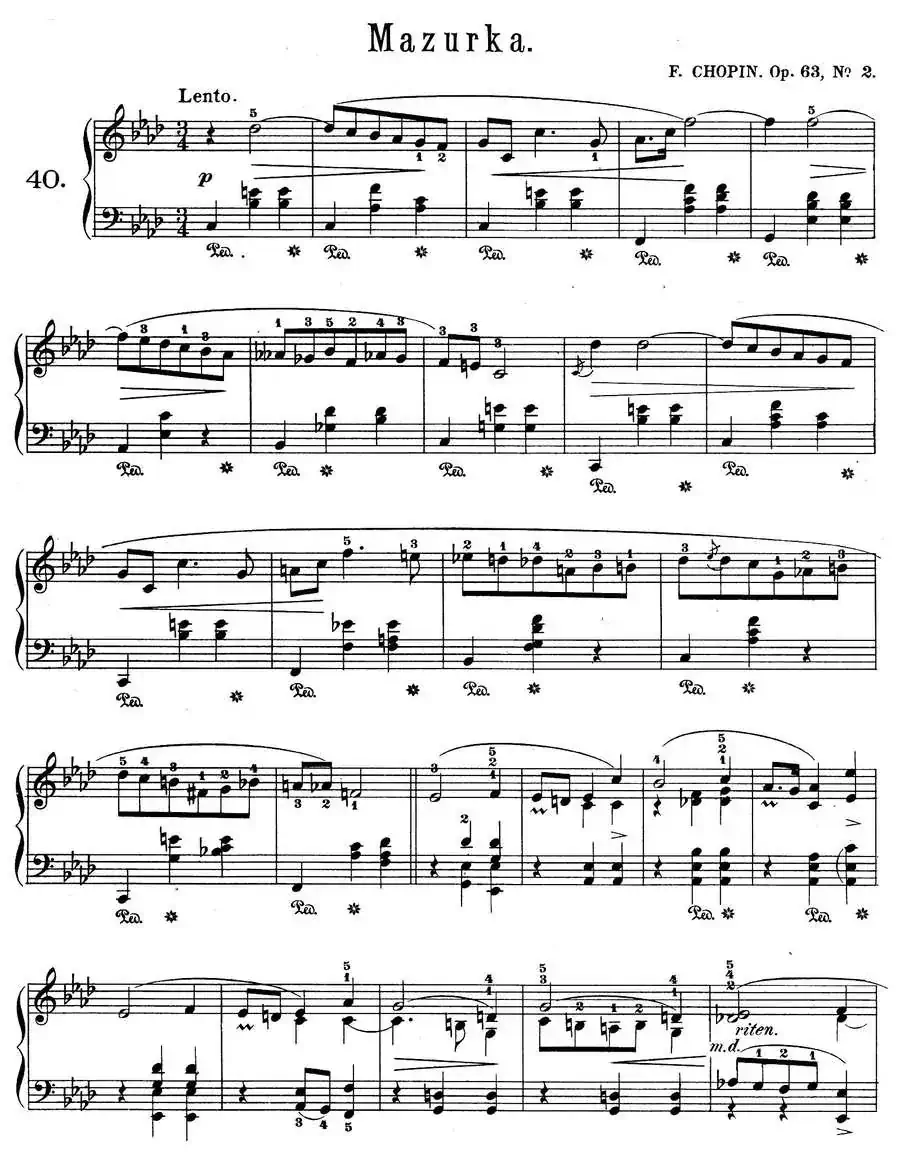 Trois Mazurkas Op·63（3首玛祖卡舞曲-2）