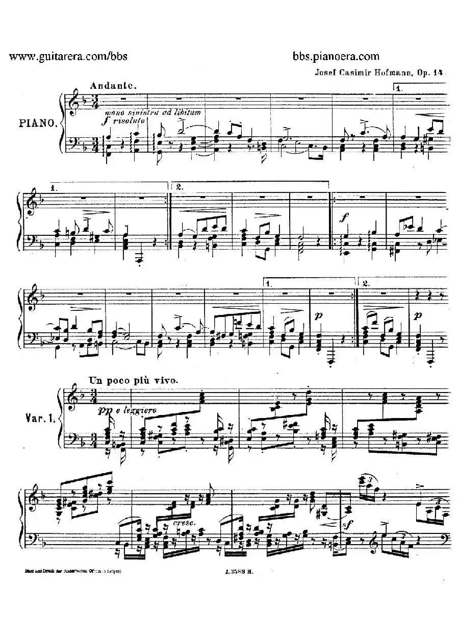 Theme with Variations and Fugue in F Major Op.14 （F大调主题变奏与赋格）