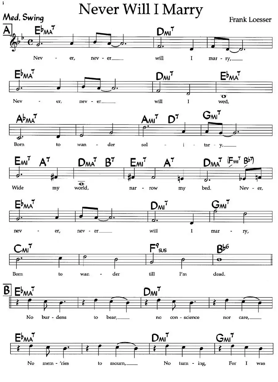 Never Will I Marry（爵士钢琴曲）