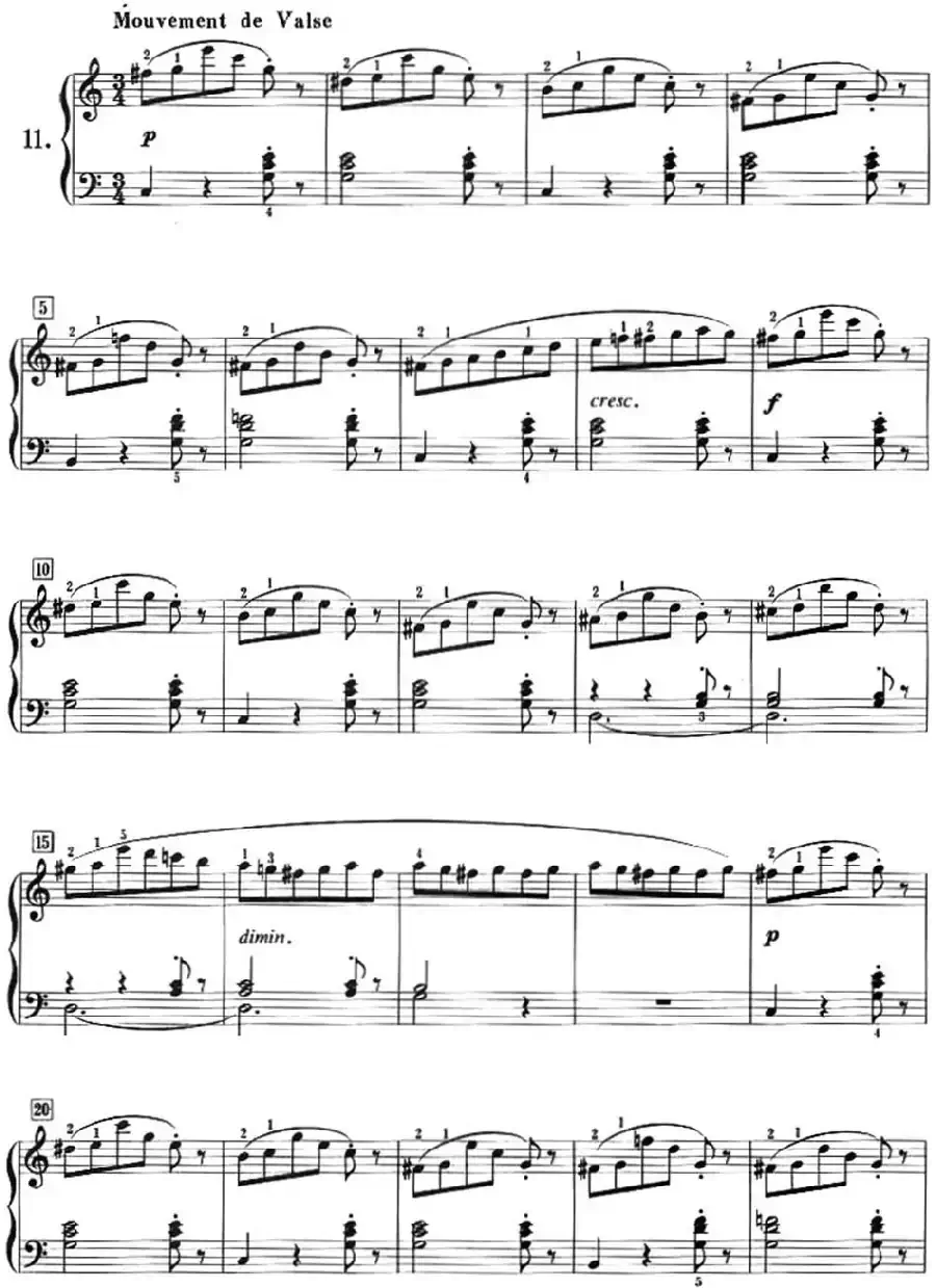 50首莱蒙钢琴练习曲 作品37（NO.11）