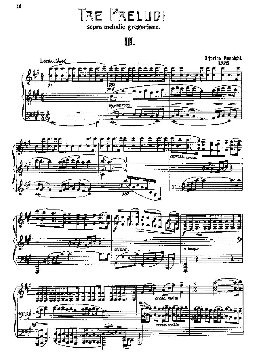 Three Preludes on Gregorian Melodies（三首格里高利圣咏前奏曲 3. 慢板）