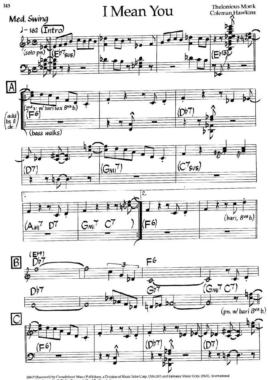 I Mean You（爵士钢琴曲）