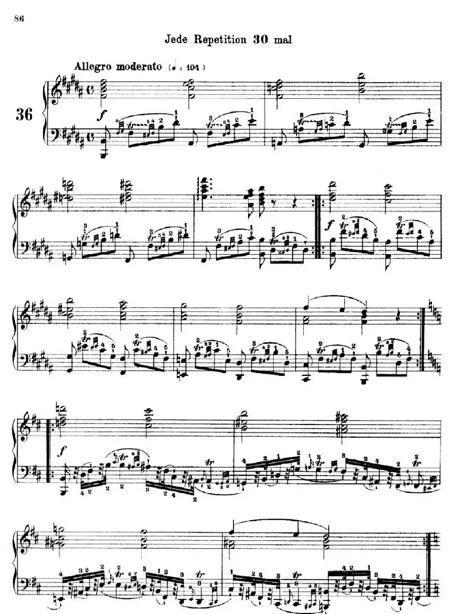 School of the Virtuoso Op.365（60首钢琴高级练习曲·36）
