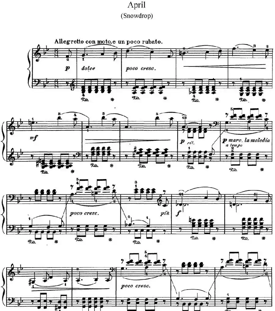 柴可夫斯基 四季 4月 松雪草 降B大调 Snowdrop B flat major