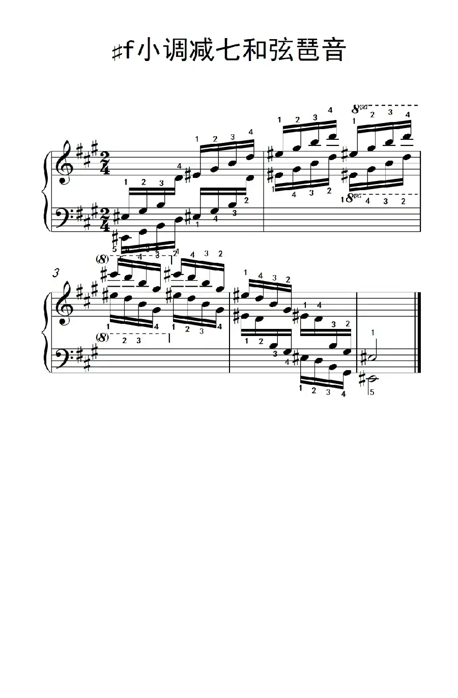 第六级 8.♯f小调减七和弦琶音（中央音乐学院 钢琴（业余）考级教程 4-6级）