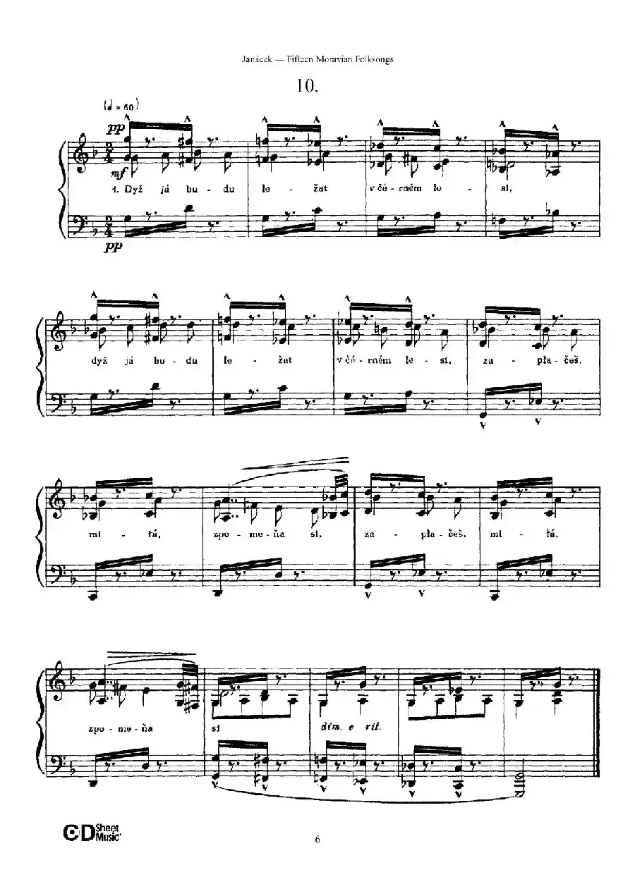 Moravian Folksong（15首摩拉维亚民歌集）