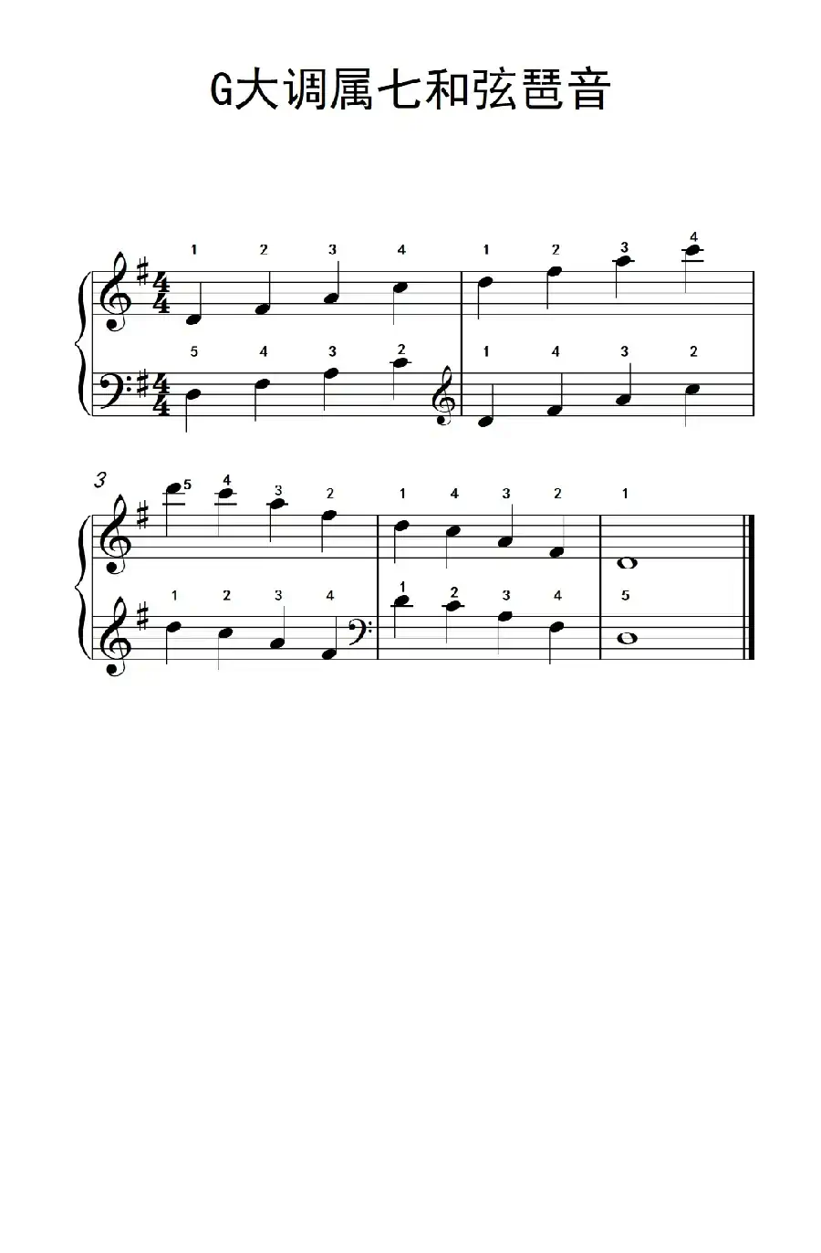 G大调属七和弦琶音(儿童钢琴练习曲)