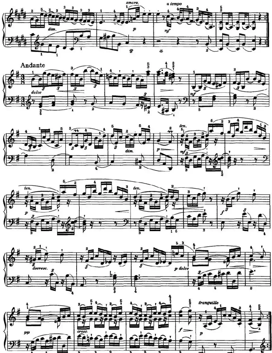 海顿 钢琴奏鸣曲 Hob XVI 22 in E major