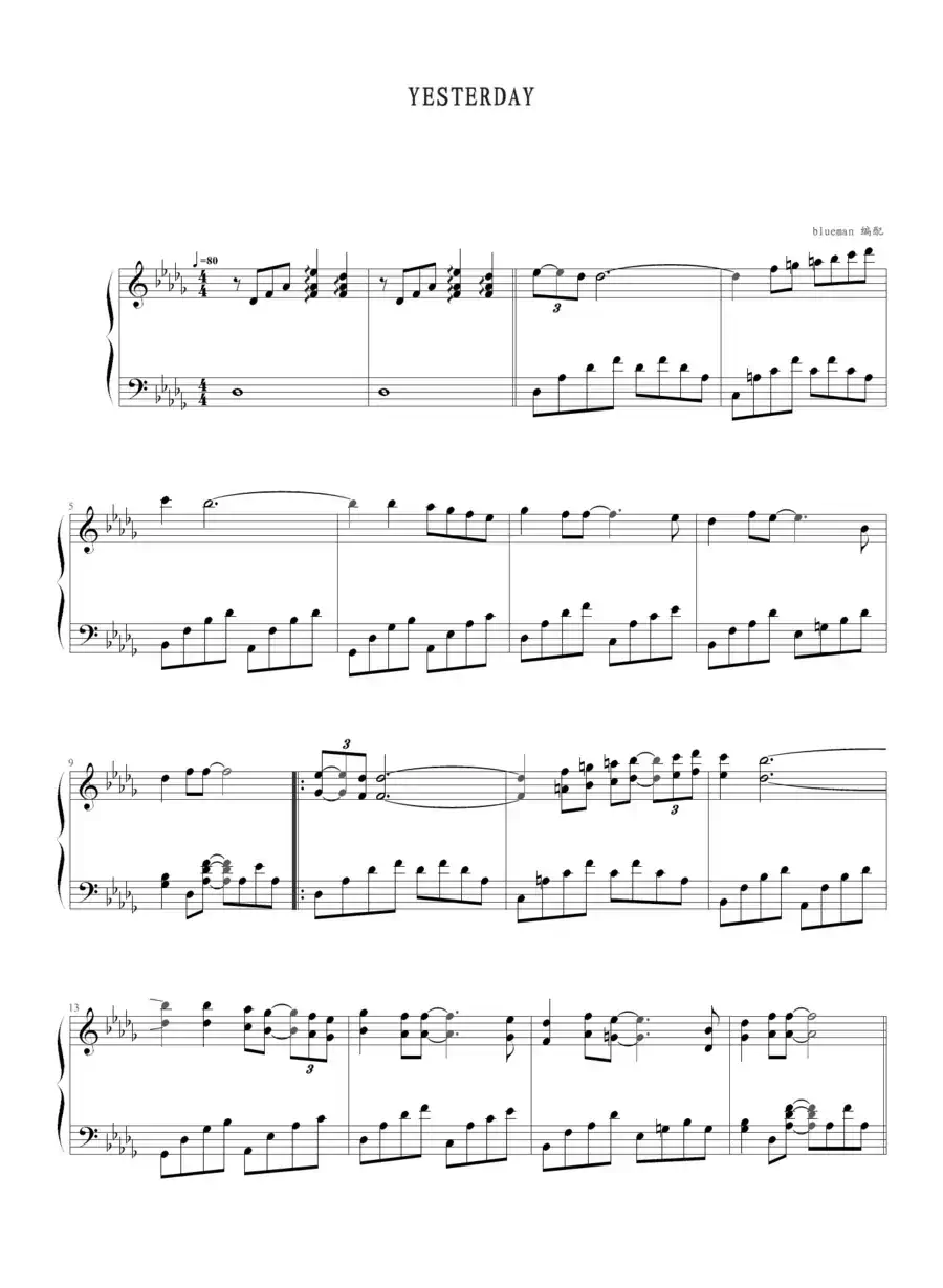 Yesterday（blueman编配版）