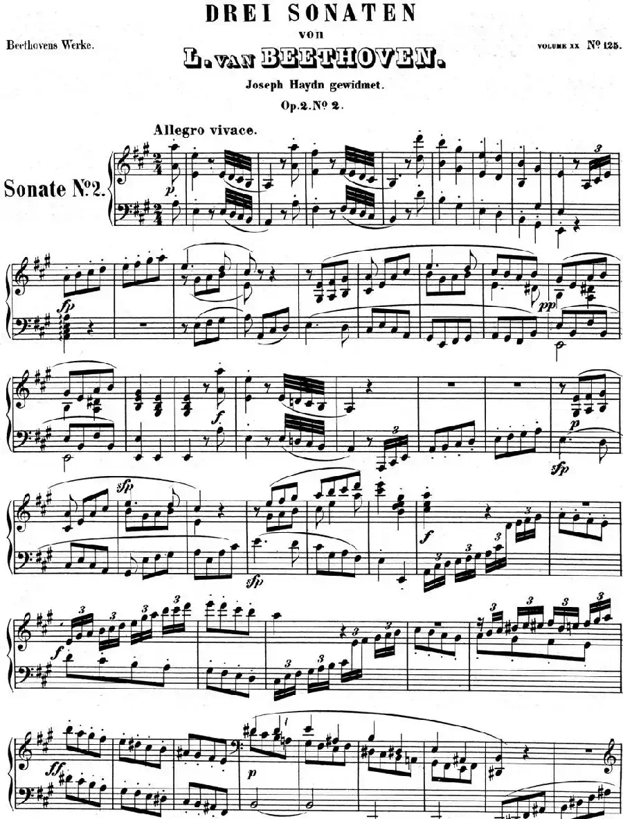 贝多芬钢琴奏鸣曲02 A大调 Op.2 No.2 A major