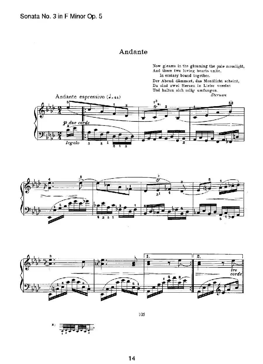 Piano Sonata No.3 in f Minor Op.5（f小调第三钢琴奏鸣曲）