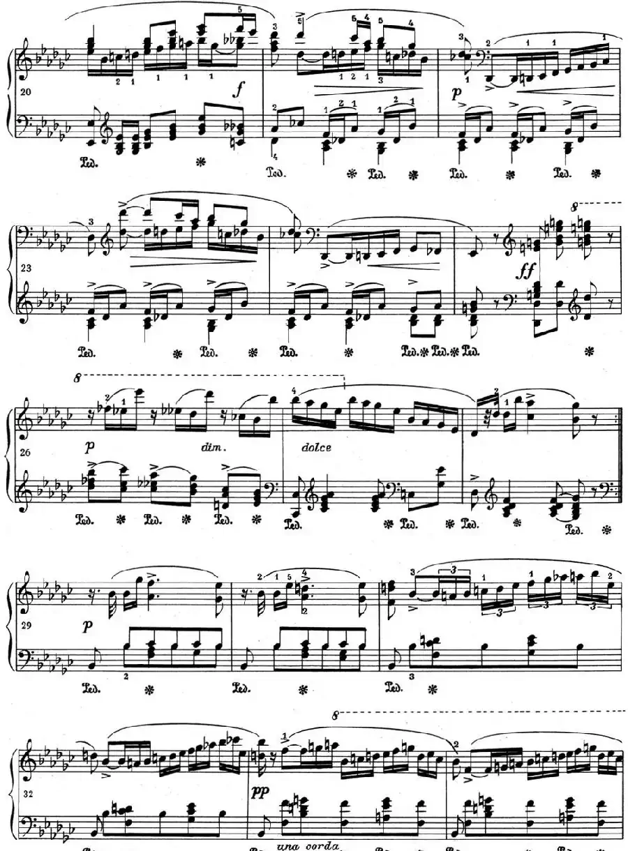 肖邦 波兰舞曲 Op.posth.P.1 No.8 降G大调