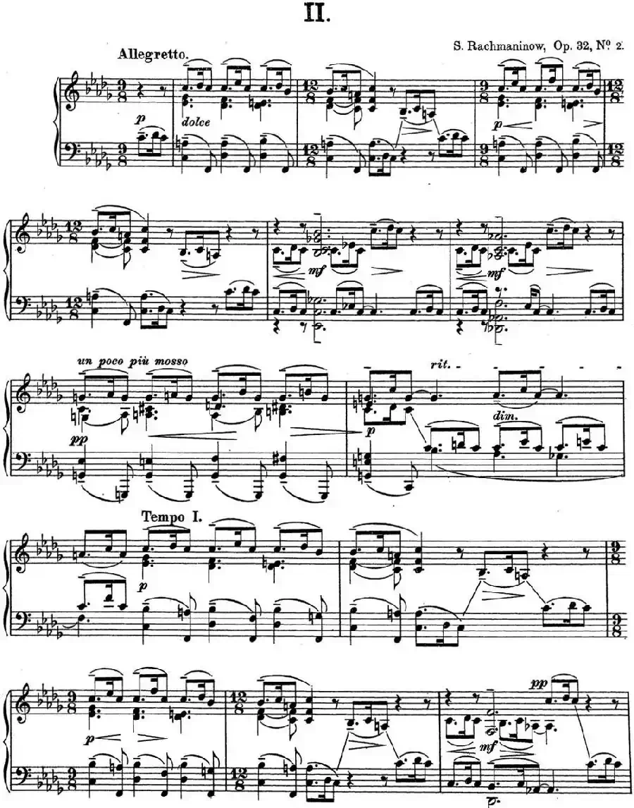 拉赫玛尼诺夫 钢琴前奏曲13 降B小调 Op.32 No.2