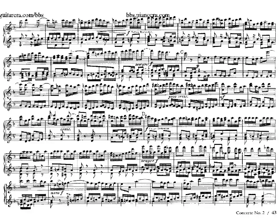 Brandenburg Concerto No.2 in F Major BWV.1047（F大调第二勃兰登堡协奏曲·四手联弹版）