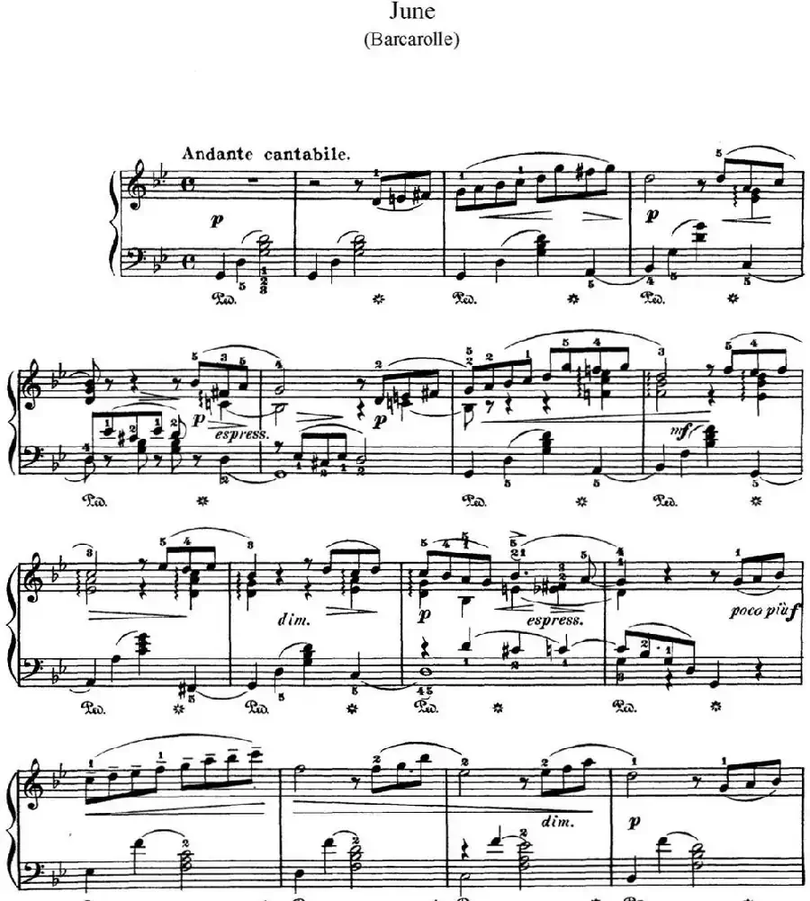 柴可夫斯基 四季 6月 船歌 g小调 Barcarolle G minor