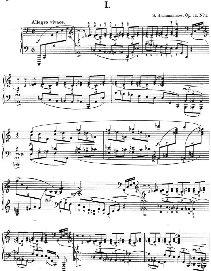 拉赫玛尼诺夫 钢琴前奏曲12 C大调 Op.32 No.1