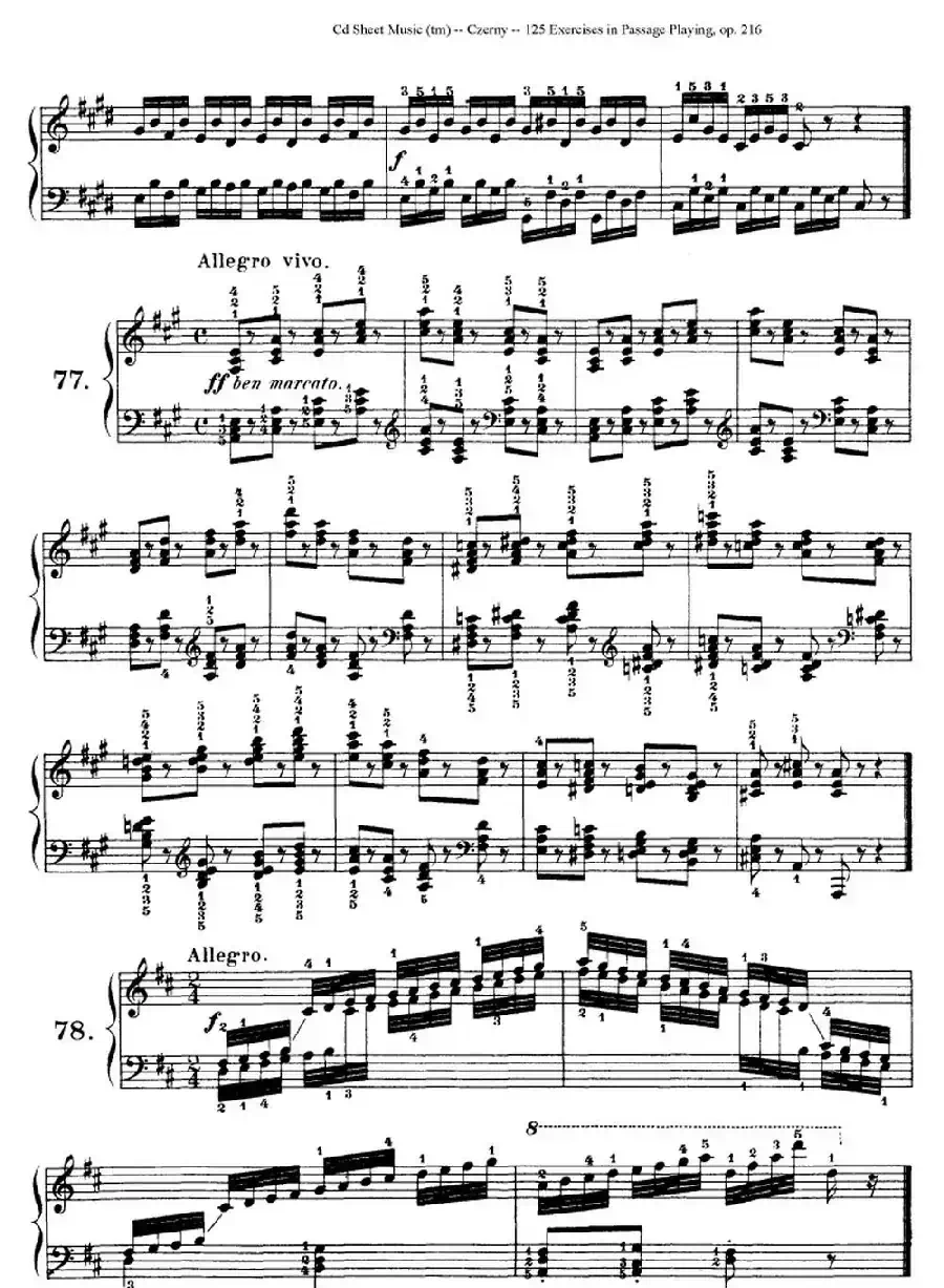 125 Exercises in Passage Playing Op.261（车尔尼125首钢琴短乐句练习曲（61——78））