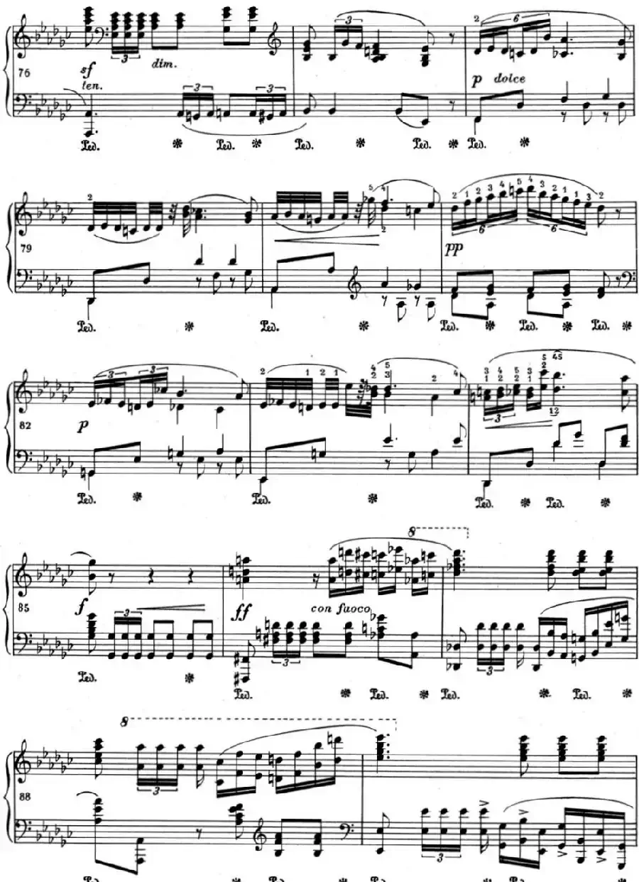 肖邦 波兰舞曲 Op.posth.P.1 No.8 降G大调