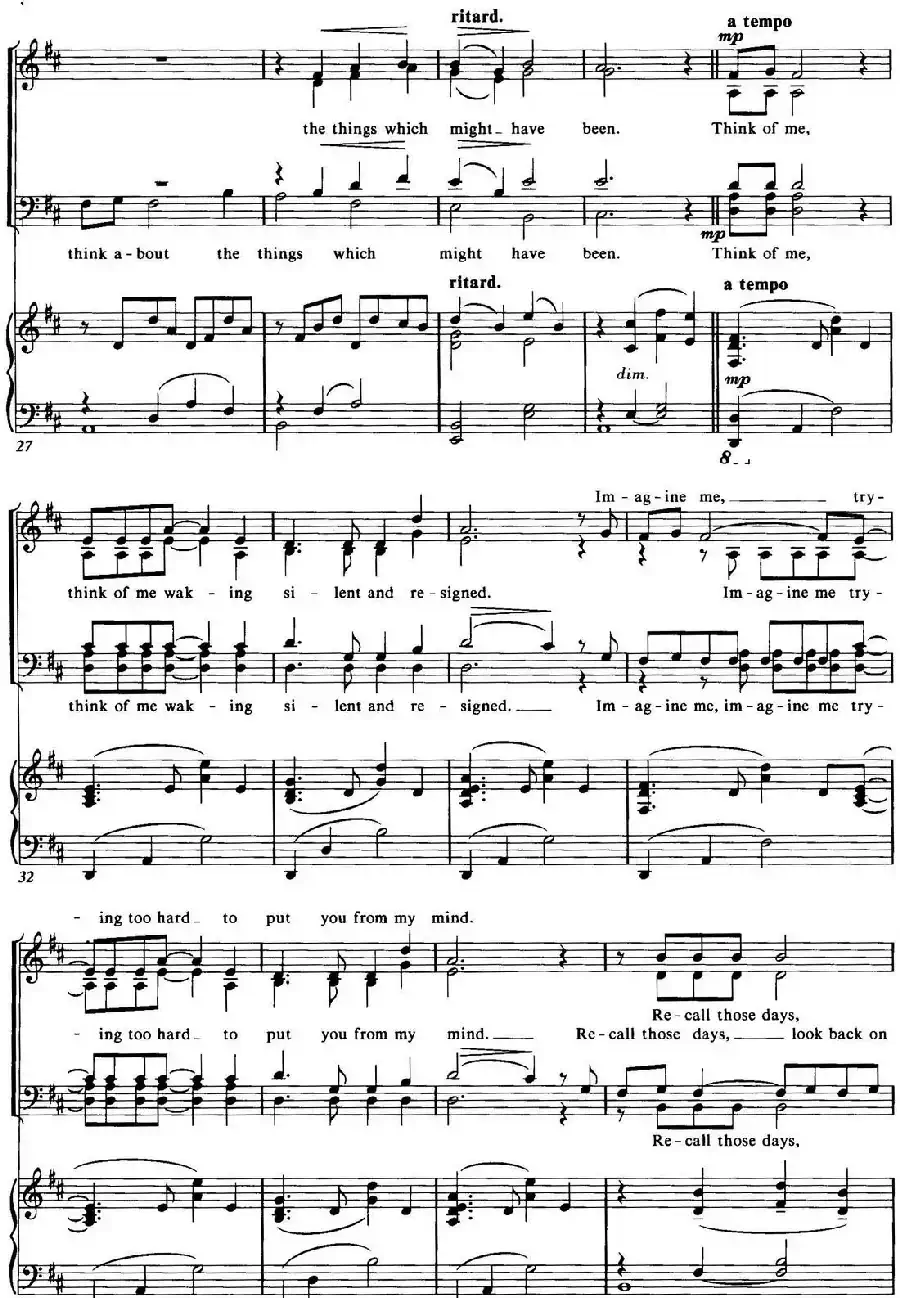 Choral Suite from The Phantom of the Opera（1 THINK OF ME、四重奏）