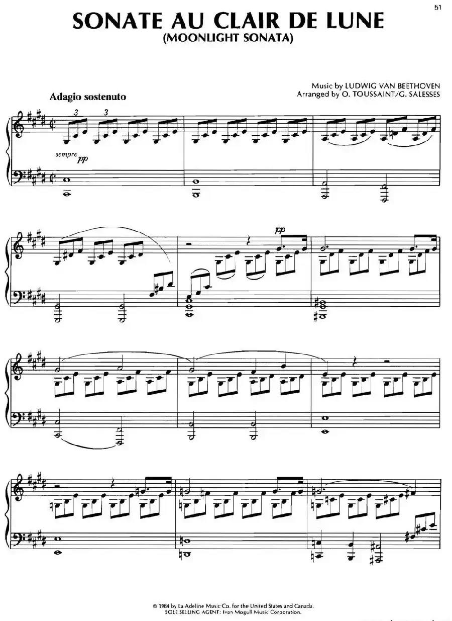 SONATE AU CLAIR DE LUNE(MOONLIGHT SONATA)