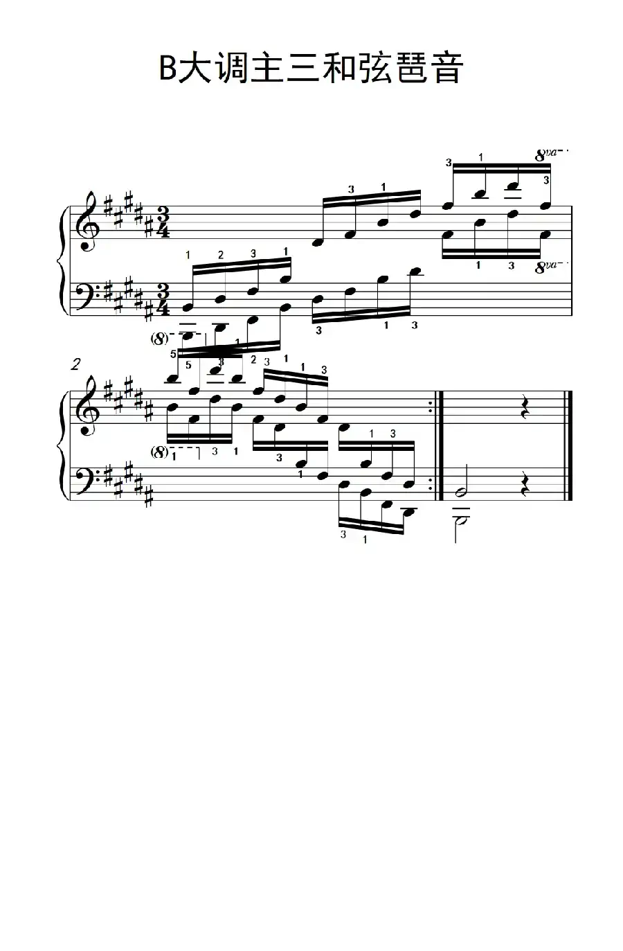 第六级 11.B大调主三和弦琶音（中央音乐学院 钢琴（业余）考级教程 4-6级）