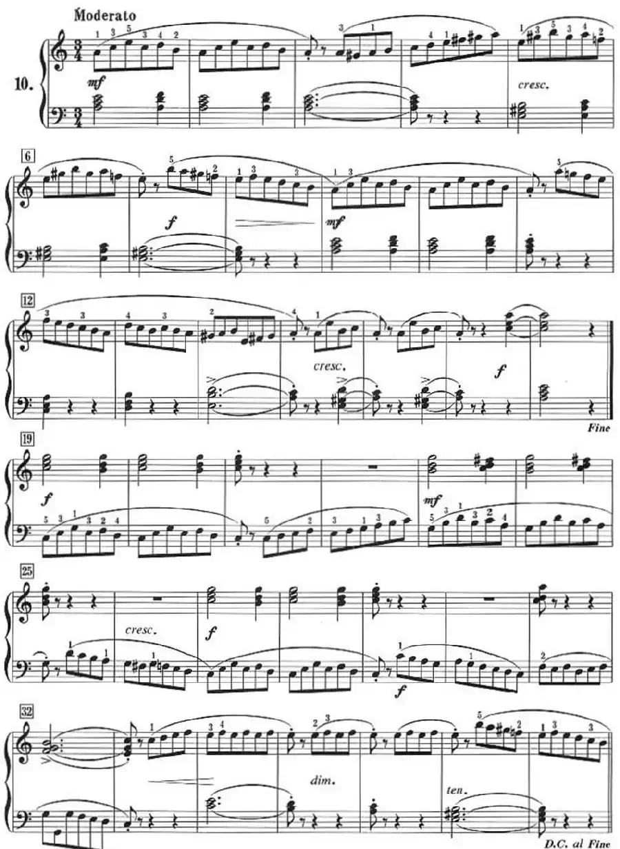 50首莱蒙钢琴练习曲 作品37（NO.10）