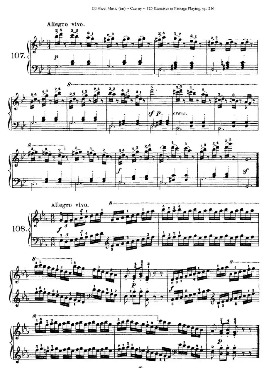 125 Exercises in Passage Playing Op.261（车尔尼125首钢琴短乐句练习曲（95——111））