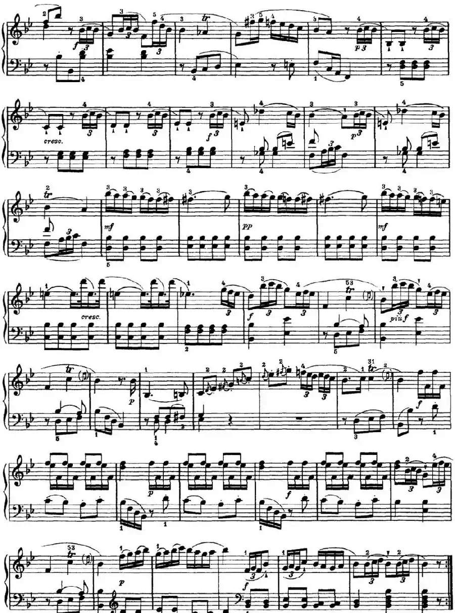 海顿 钢琴奏鸣曲 Hob XVI 2 Partita B-flat major