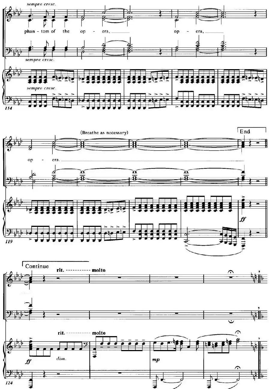 Choral Suite from The Phantom of the Opera（4 THE PHANTOM OF THE OPERA、四重奏）