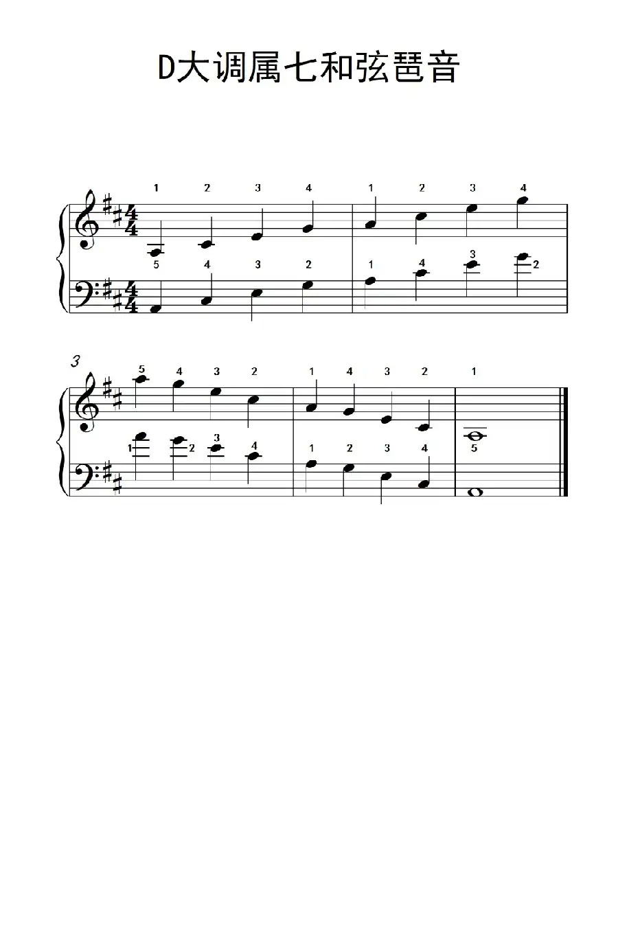 D大调属七和弦琶音(儿童钢琴练习曲)