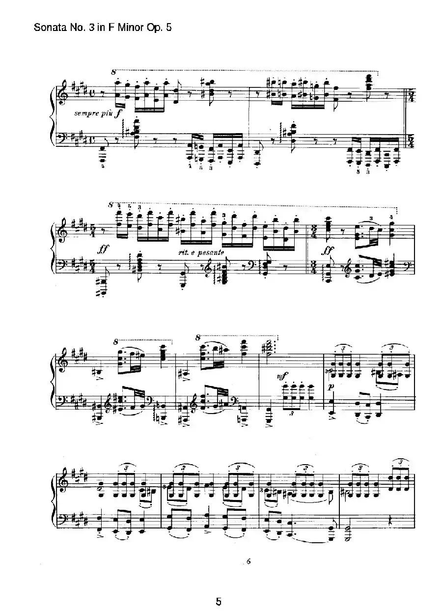 Piano Sonata No.3 in f Minor Op.5（f小调第三钢琴奏鸣曲）