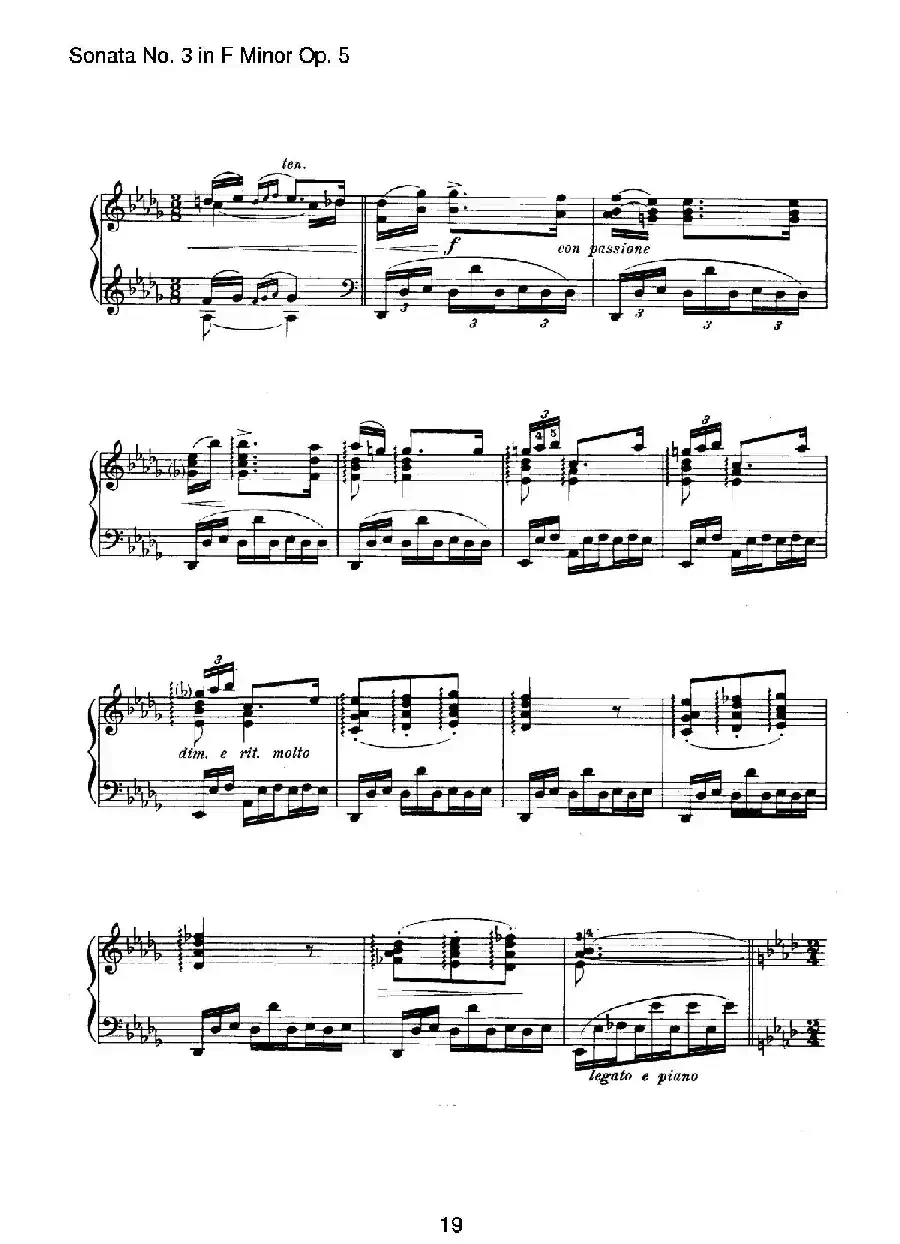 Piano Sonata No.3 in f Minor Op.5（f小调第三钢琴奏鸣曲）