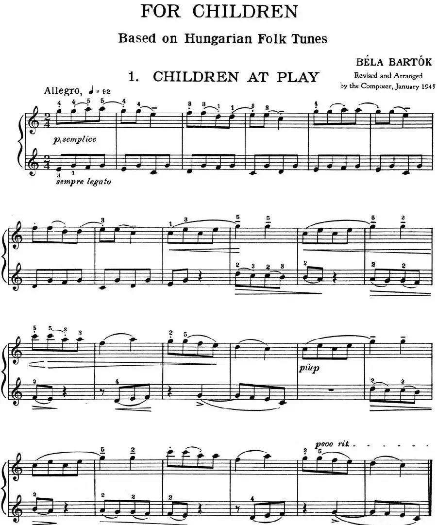 For Children Sz.42（献给孩子们·1）
