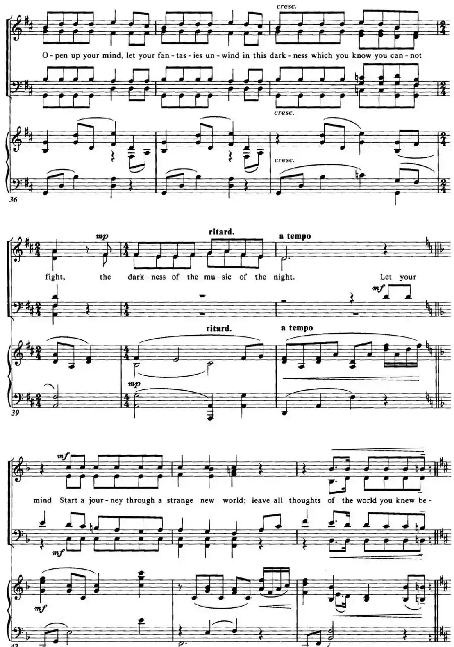 Choral Suite from The Phantom of the Opera（3 THE MUSIC OF THE NIGHT、四重奏）