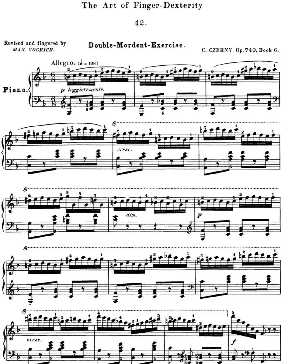 50首车尔尼Op.740钢琴手指灵巧技术练习曲（NO.42）