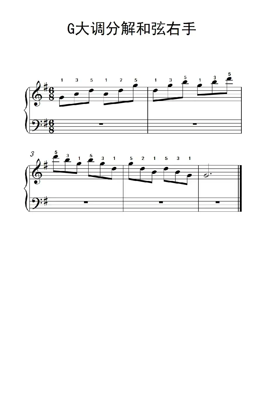 第一级 2.G大调分解和弦右手(中央音乐学院 钢琴(业余)考级教程 1-3级)