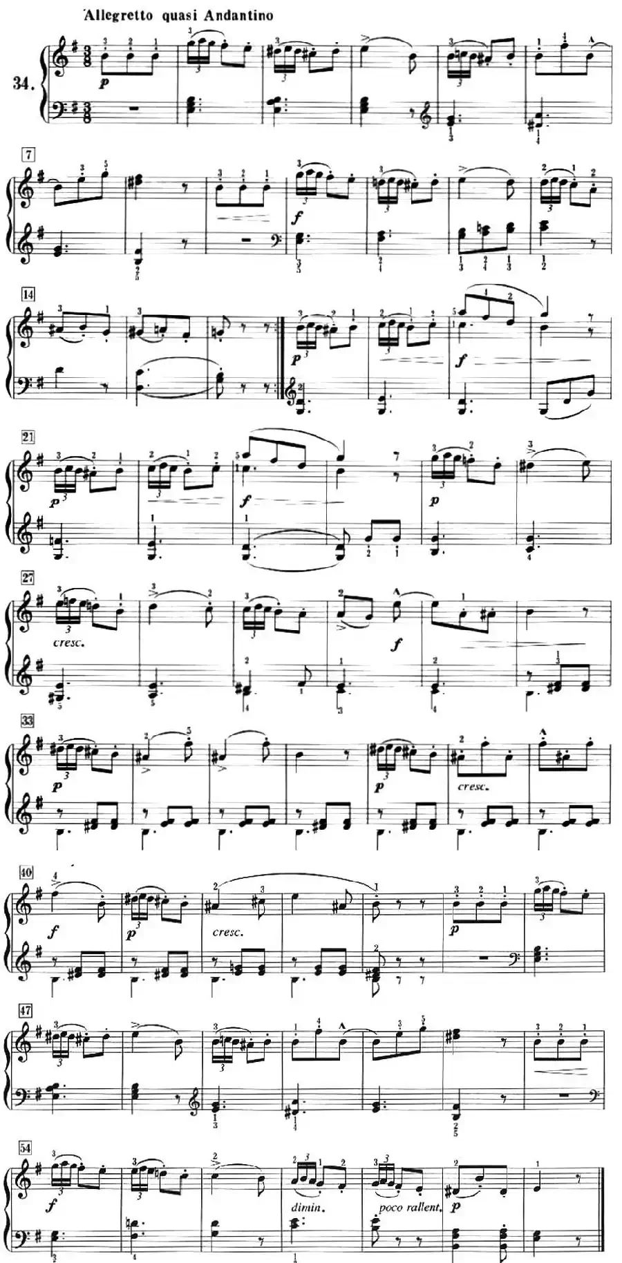 50首莱蒙钢琴练习曲 作品37（NO.34）