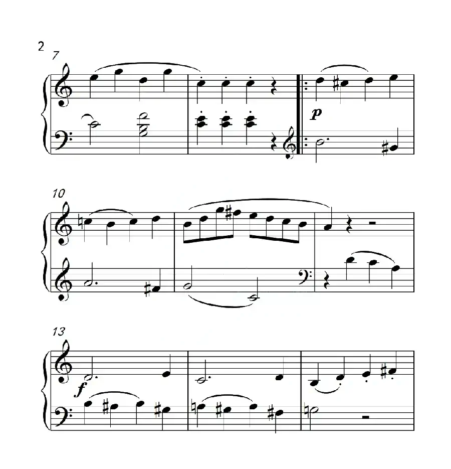 第二级A组 C大调小奏鸣曲 第一乐章(中国音乐学院钢琴考级作品1~6级)