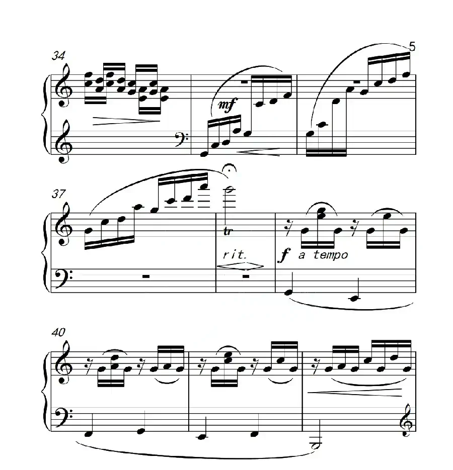 第六级B组 溪边嬉水（中国音乐学院钢琴考级作品1~6级）