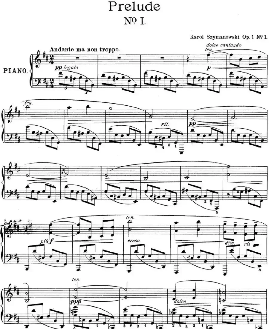 希曼诺夫斯基 9首钢琴前奏曲 Op.1 No.1