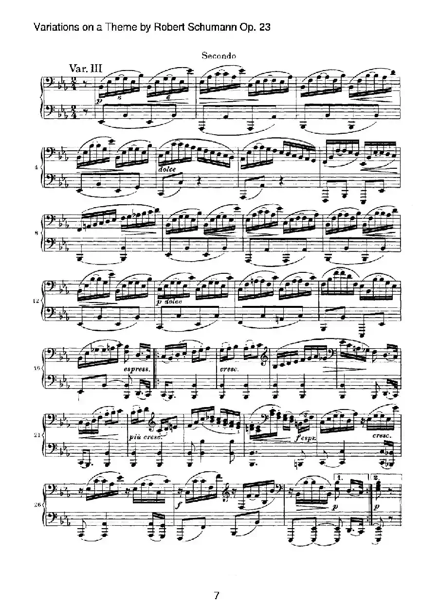 ​Variations on a Theme by Robert Schumann Op.23（舒曼主题变奏曲）（四手联弹）