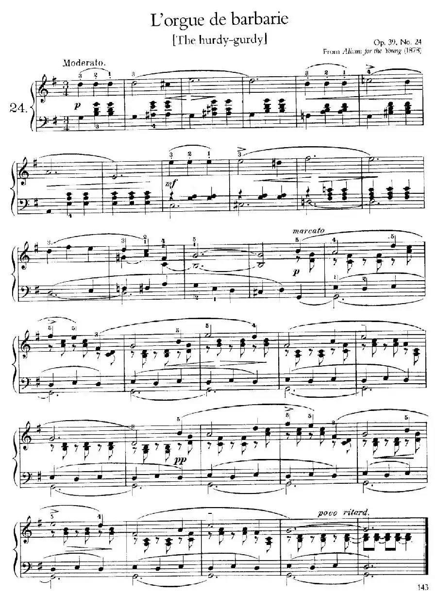 Album for the Young Op.39（儿童钢琴曲集）（24. 手风琴 The Hurdy-Gurdy ）