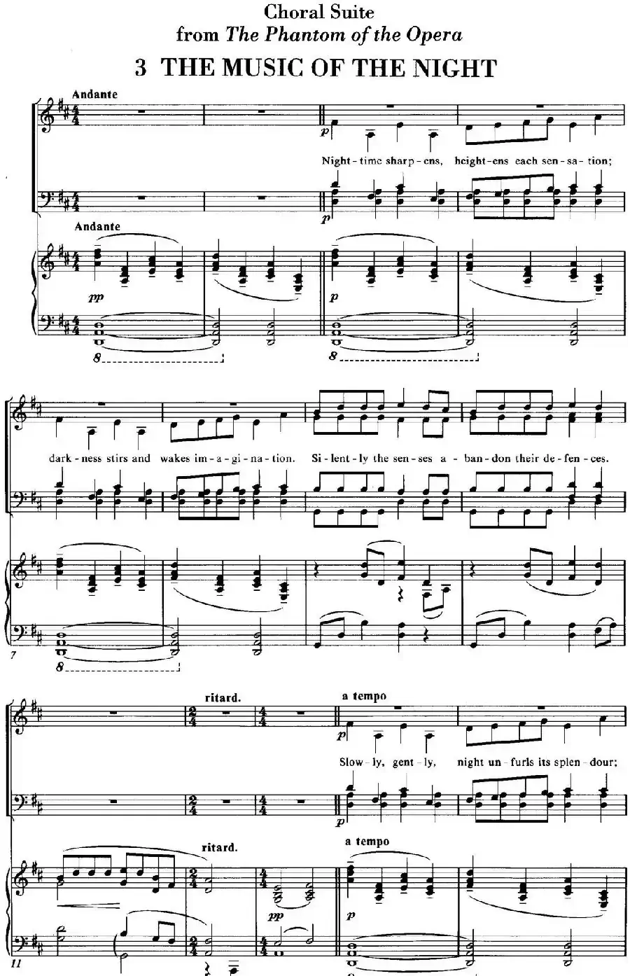 Choral Suite from The Phantom of the Opera（3 THE MUSIC OF THE NIGHT、四重奏）