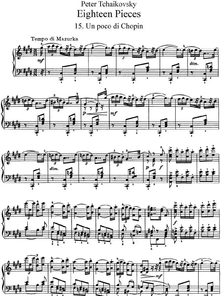 柴可夫斯基18首钢琴小品Op.72（15.Un poco di Chopin）